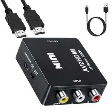 Imagem de Aolirot Conversor RCA para HDMI, Mini RCA 1080P composto CVBS vídeo áudio compatível com PAL/NTSC para TV/PC/PS3/STB/Xbox VHS/VCR/Blue-Ray DVD Players (adaptador RCA + cabo HDMI)