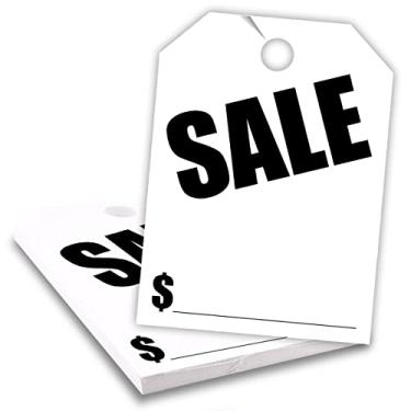 Imagem de Pacote com 50 etiquetas de pendurar espelhadas "Venda" para revendedor de carros Jumbo que você escolher cor (branca)