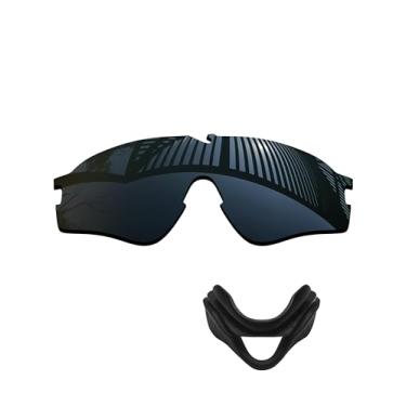 Imagem de MYCOURAG Lentes de substituição de proteção UV e almofada de nariz para óculos de sol Oakley Si Ballistic M Frame Alpha OO9296 - Preto sólido não polarizado