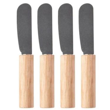 Imagem de Conjunto 4 espátulas para manteiga com cabo de madeira 10 cm - CLINK