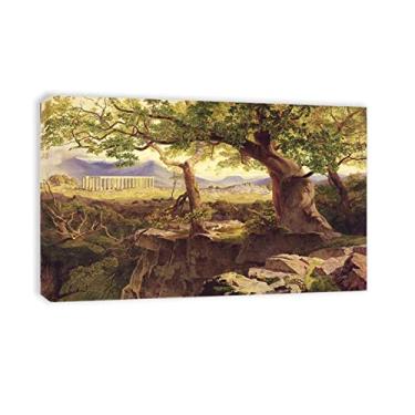 Imagem de Edward Lear famosa reprodução de pinturas a óleo em tela (o templo de Apolo, Bassae, 1854-55) pôsteres e impressões em tela clássica arte de parede imagens de paisagem 90 x 145 cm (35 x 57 pol)