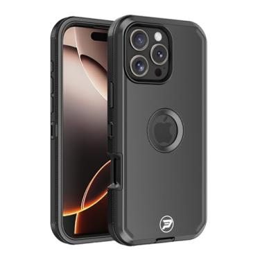 Imagem de Wireless PROTECH Capa compatível com Apple iPhone 16 PRO Max (tamanho da tela 6,9 polegadas), TPU de camada tripla robusta e capa lisa de policarbonato (preta/preta)