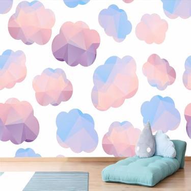 Imagem de Lcythiazole Papel de parede de nuvem de tamanho personalizável mural papel de parede infantil papel de parede de desenho animado adesivos de nuvem para sala de estar banheiro quarto de meninas