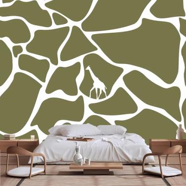 Imagem de Lcythiazole Mural de papel de parede de girafa de tamanho personalizável, papel de parede com padrão de desenho animado, mural de papel de parede com padrão geométrico para sala de estar, quarto,