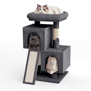 Imagem de Magshion Torre de árvore de gato de 86 cm para gatos internos, condomínio de vários níveis com poleiro extra grande, poste de arranhão e rampa de sisal, suporte de escalada para gatos e gatinhos
