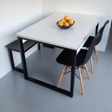 Imagem de Mesa de Jantar Compacta 80x80cm Industrial - Design Moderno com Metalo