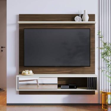 Imagem de Painel para TV 55 Pol Suspenso 136x143cm Ilhéus Nogueira Off White