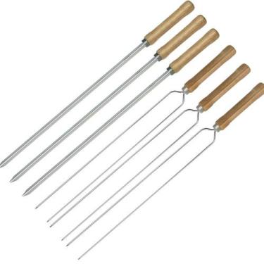 Imagem de Kit Espetos 85cm P/ Churrasqueira 3 Duplos 3 Simples - MOR