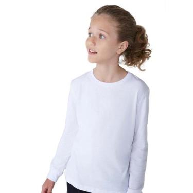 Imagem de Camiseta Básica Infantil Unissex Manga Longa Hering Kids, Branco, 016