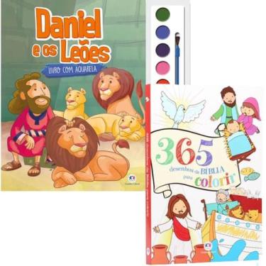 Imagem de Livros Aquarela Daniel e os leões  + 365 Desenhos da Bíblia Para Color