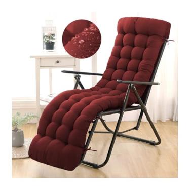 Imagem de Moutosne Almofada para espreguiçadeira de pátio, à prova d'água, com gravidade zero, almofadas com laços, 166 x 53 x 10 cm, almofada para espreguiçadeira para móveis internos ao ar livre, vermelha