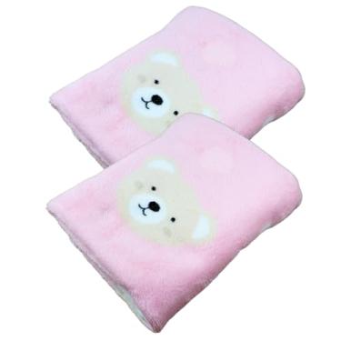 Imagem de Manta Infantil de Microfibra, 70x90cm, 250g/m², Antialérgica, 3 Estampas (Rosa e Rosa)