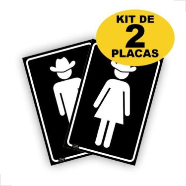 Imagem de 2 Placas Banheiro Femi. Masc. Sertanejos 10x15cm e 15x20cm - Placa for