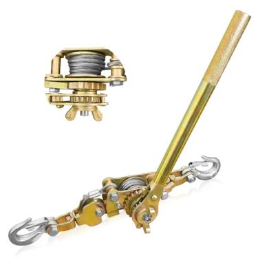 Imagem de SENKEYFE Extrator de guincho Come Along 2T, extrator de guincho de guincho de cabo de 3 m com 2 ganchos, vem junto com ferramenta pesada, extrator de catraca para elevação, puxando, construção