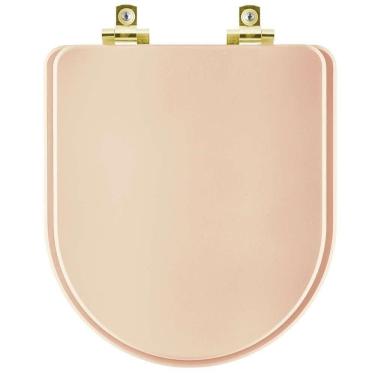 Imagem de Assento Sanitário Soft Close Carrara Rosa Floral Para Vaso Deca Com Ferragem Dourada