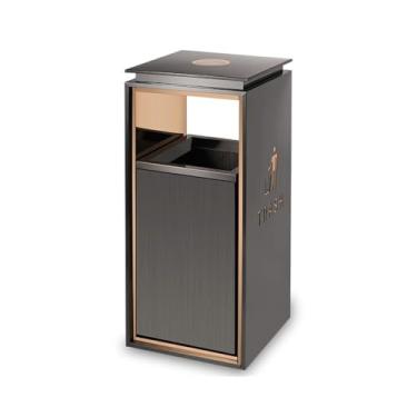 Imagem de Lixeira para Área Externa Abertura superior exterior da coluna da cinza do metal da lata de lixo exterior apropriada para a lata de lixo comercial interna/externa do agregado familiar Lixeira para Áre