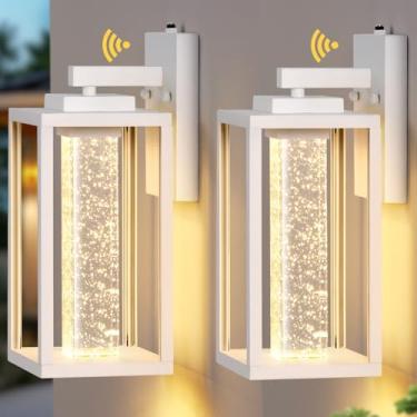Imagem de VIANIS Luzes De Varanda Brancas Para Áreas Externas, Grande Sensor De Anoitecer Ao Amanhecer, Luminárias De Garagem Externas, Montagem Em Parede Para Casa, Arandelas De Parede Externas Modernas À P