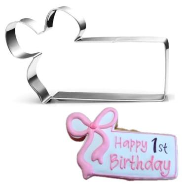 Imagem de Auktosmn Conjunto de cortador de biscoito retangular com laço - 10 cm - pode ser lavado na lava-louças - Cortador de biscoito de placa de metal para assar - perfeito para chá de bebê, aniversário