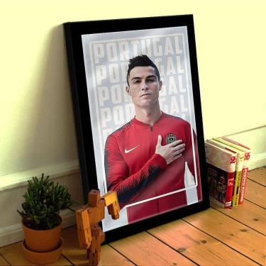 Imagem de Quadro Decorativo CR7 Portugal C/ Moldura e Vidro 33x25 A4