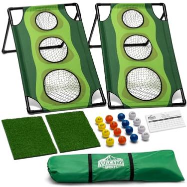 Imagem de VULCANO SPORTS Par 1 Jogo Cornhole De Golfe No Quintal, Presentes De Golfe Para Homens, Acessórios De Golfe Para Homens, Jogo De Lascas De Golfe, Equipamento De Golfe, Jogos De Golfe Para Adultos Inte