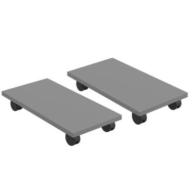 Imagem de Kit 02 Suportes Para Cpu Com Rodízios Cyber L03 Cinza