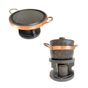 Imagem de Jogo Fondue Pedra Sabão P/Chocolate Queijo Carne C/Rechaud