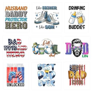 Imagem de Amazingxy 9 Peças De Adesivos Transferência Térmica "O Melhor Pai Todos Os Tempos" Para Roupas, Apliques Sublimação, Designs Camisetas Vinil Com Prensa Térmica, Capas Travesseiro