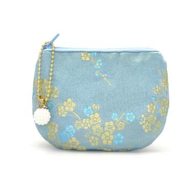 Imagem de Golden Amy Porta-Moedas Feminino Feito À Mão, Brocado, Bolsa Para Rosário, Joias De Seda, Carteira Com Zíper - Turquesa