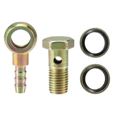 Imagem de X AUTOHAUX 1 conjunto de kit de parafusos banjo M12 x 1,5 acessórios de mangueira de parafuso banjo adaptador de encaixe de linha de freio com arruelas de cobre para motocicleta carro ferro tom bronze