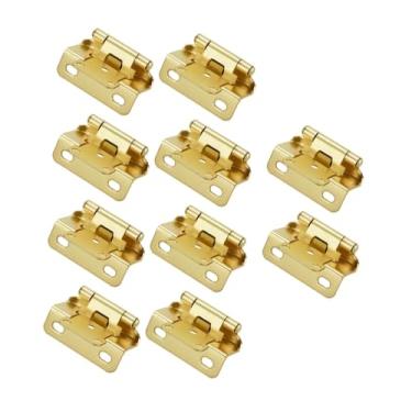 Imagem de Bothyi 10 peças de dobradiças de armário com fechamento automático, envoltório parcial, instalação fácil e silenciosa, sobreposição de 1/2, semi-envoltório, Dourado