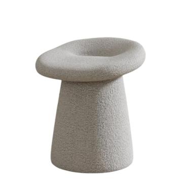 Imagem de Banqueta de toucador, moderna redonda com assento acolchoado macio, cadeiras para maquiagem, banco de descanso estofado para sala de estar, quarto (cinza)