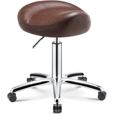 Imagem de Cadeiras Giratórias Do Trabalho Dos Termas Dos Salões De Beleza Do Escritório Dos Salões De Beleza Do Rolamento Dos Tamboretes De Sela Com Assento Do Plutônio E, Dark Brown, One Size