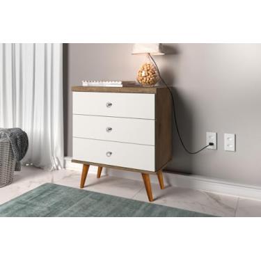 Imagem de Mesas De Cabeceira Status Com 3 Gavetas Nicho Retrô Quarto Cama - Loja Inova BR (Jequitiba/Off White)