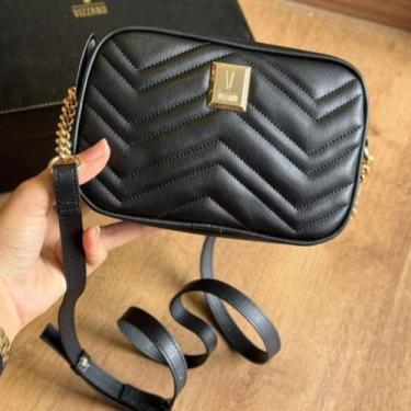 Imagem de Bolsa Feminina Transversal Vizzano Corrente Dourada e Matelassê Elegân