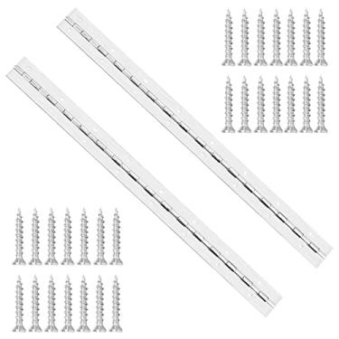 Imagem de 2 peças de dobradiça de piano 304 de aço inoxidável, dobradiça contínua de 40,6 cm, dobradiça contínua dobrável de fixação de 0,1 cm de espessura