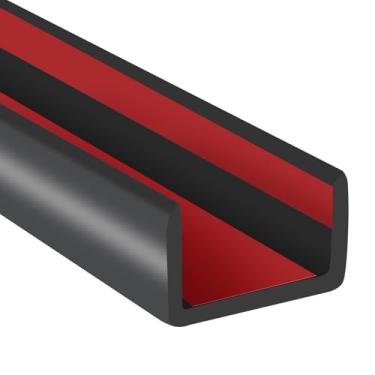 Imagem de Acabamento de borda de borracha, fita de borda autoadesiva flexível em forma de U, protetor de borda de canal U de 1-1/2" (38 mm), protetores de borda para madeira, móveis, 20 pés, cor preta