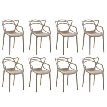 Imagem de Kit 8 Cadeiras Allegra Flex 85cmx54cmx56 Cm Nude