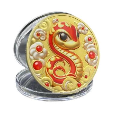 Imagem de Moeda Do Ano Da Cobra Colecionável Ano Novo Chinês Zodíaco Medalha Da 