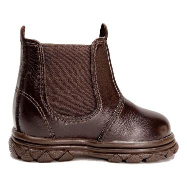 Imagem de Botina Infantil Unissex New Baby em Couro Marrom Confort