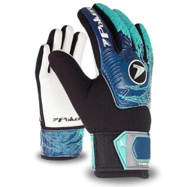 Imagem de Luva de Goleiro Futebol Poker Training Infinity Adulto E Infantil Criança Junior Corte Negativo Latex Grip Campo Grama Natural e Sintética Gramado Futsal Unissex (Ciano, 4)