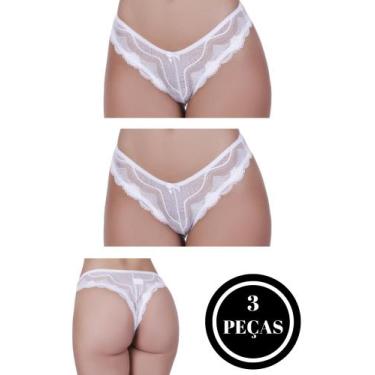Imagem de Kit 3 Calcinha de Renda Tanga Elástico Lingerie Confortável - c3 KIT 3