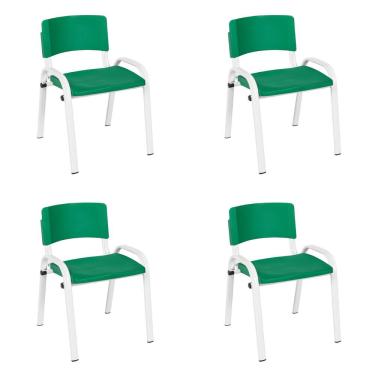 Imagem de Kit 4 Cadeiras Escolares ISO Infantil Base Branca Estrutura Metálica