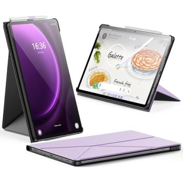 Imagem de INFILAND Capa para Samsung Galaxy Tab S9+ Plus/S9 FE+ Plus/S10 Plus de 12,4 polegadas, capa protetora com suporte magnético de origami, visualização em vários ângulos, despertar/hibernar (roxo lilás)