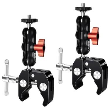 Imagem de LANXIRE Suporte De Câmera Super Clamp Com Adaptador Cabeça Esférica Dupla - Pacote 2 Unidades, Compatível Canon Nikon Dslr, Gopro, Luzes Led, Ronin-M/Mx, Freefly Movi, Rotação 360°, Roscas 1/4"-20 E