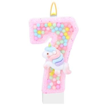 Imagem de Topo de Bolo com Números Unicórnio, Velas Aniversário Tema de Unicórnio Topo Bolo com Tema Desenho Animado Suprimentos para Festa Aniversário para Meninas e Crianças (7)