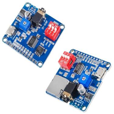 Imagem de 2 peças de placa de módulo de reprodução de voz, leitor de MP3, placa de módulo de voz e voz, flash de 5 W, 64 MBit, cartão SD/TF, gatilho IO, adaptador serial, módulo de reprodução de controle