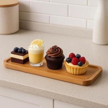 Imagem de Petisqueira Bambu Queijos Frutas Aperitivos Tigela Amendoim Retangular