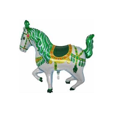 Imagem de Grabo Balão de alumínio verde em forma de cavalo de circo/carrossel/carnaval de 88 cm