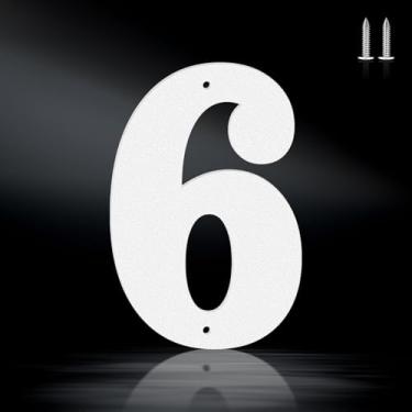 Imagem de Letras brancas à prova de ferrugem de 15 cm, números de endereço de metal resistente para casa, números 0-9 à prova de intempéries e letras de metal A-Z ao ar livre para porta, portão, caixa de