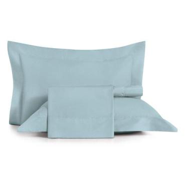 Imagem de Jogo de Cama Queen 4 Peças Altenburg Algodão Lux 200 Fios Azul Etienne